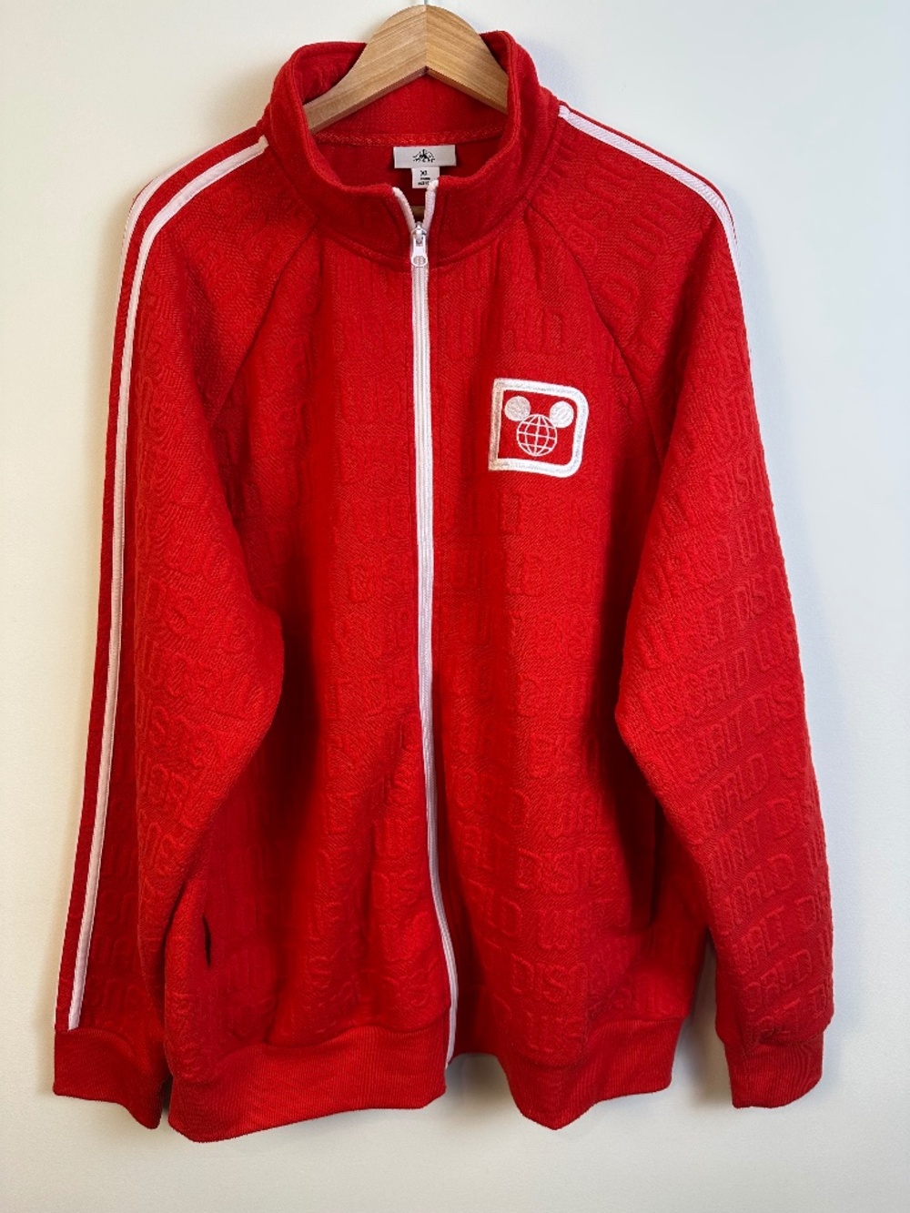 Disney Parks Walt Disney World Embossed Red Track Jacket Unisex XL
